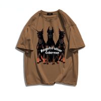 2023 New ฤดูร้อนใหม่ฝ้ายผู้ชายเสื้อ T แฟชั่น Hound กราฟิกพิมพ์สตรี Hip Hop เสื้อแขนสั้นยี่ห้อบุรุษเสื้อผ้า