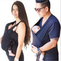 หญิงตั้งครรภ์ Tops Baby Safety Kangaroo Pocket Carrier ผ้าฝ้ายเสื้อผ้าฤดูร้อนพ่อแม่พี่เลี้ยงเด็กให้อาหารการเลี้ยงดู T Shir...