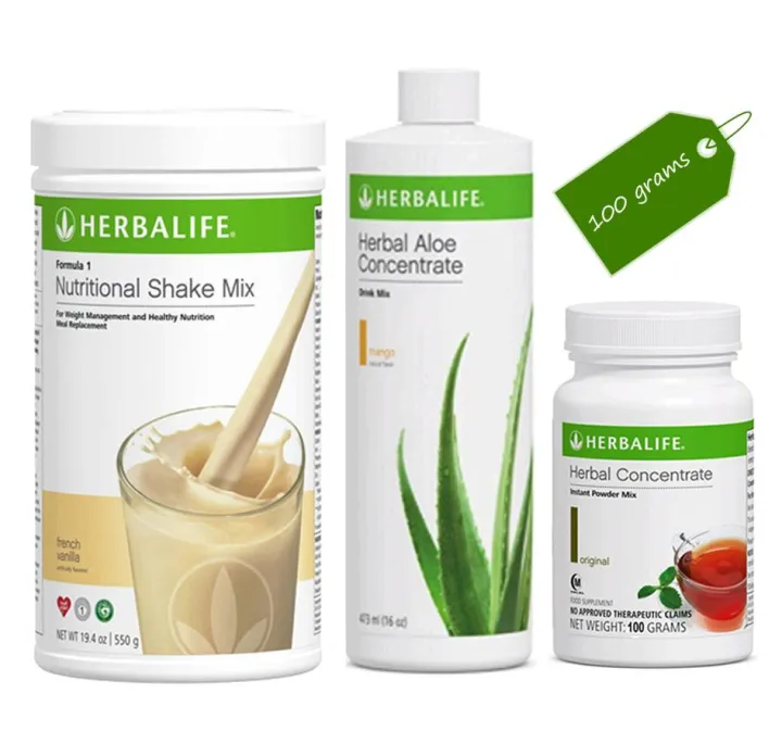 Herbalife Meal Replacement (French Vanilla Shake, Aloe Mango & Tea 102g ...