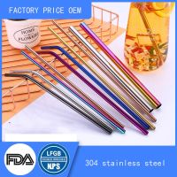 6*215MM Stainless Steel Straw Drink Milk Tea Coffee Color Metal Silicone Straw Set Factory Customization  CST Specialty Glassware