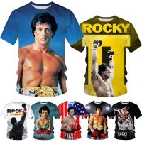 2023 NEWRocky Balboa 3D พิมพ์ผู้ชาย Cool Casual เสื้อยืดแฟชั่นฤดูร้อนตำนาน Sylvester Stallone มวยแขนสั้น