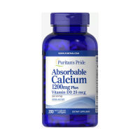 Puritans pride แคลเซียม Absorbable Calcium 1200 mg Plus Vitamin D3 25 mcg จำนวน 200 เม็ด Rapid Release Softgels