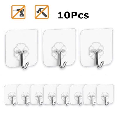 10pcs Transparent Hook Strong Load-bearing Glue No Trace Hooks Adhesive Sucker Holder 6cmx6cm