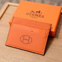 h ultra-thin card holder one-piece open lychee pattern leather multi-card hermesˉslot large capacity compact coin case storage bag