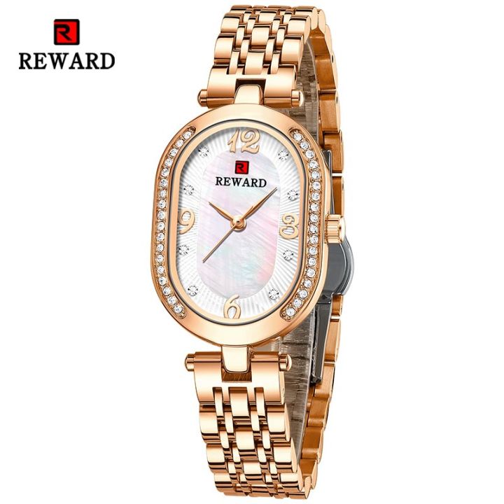 นาฬิกาควอตซ์รางวัลใหม่สำหรับแฟชั่นสำหรับผู้หญิงนาฬิกาข้อมือสุดหรูนาฬิกาข้อมือสแตนเลสสตีล