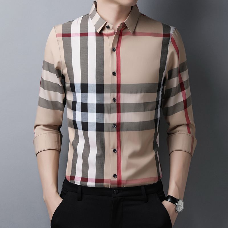 Fashion Formal Shirts Long Sleeve Shirts Walbusch Long Sleeve Shirt check pattern business style 