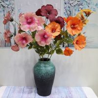 [AYIQ Flower Shop] 5หัวจีนกุหลาบประดิษฐ์ดอกไม้ผ้าไหมสาขาบ้านการจัดดอกไม้งานแต่งงานตกแต่งดอกไม้ปลอม