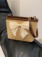 Woven bag womens new 2023 fashion niche bucket bag summer popular explosive crossbody bag all-match straw woven bag 【QYUE】