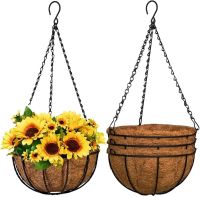 Hanging Planter Basket Metal Wire Plant Holder with Coconut for Porch Pot Hanger Garden Indoor Outdoor Plant Flower Pot Decor