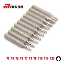 Ming Yu ความปลอดภัย10Pcs Torx T3 T4 T5 T6 T7 T8 T9 T10 T15 T20ไขควง Bits ชุด28มม.4มม.เครื่องมือซ่อมไขควง