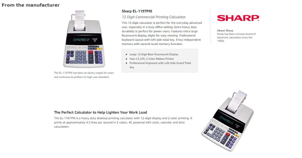 Sharp EL-1197PIII Heavy Duty Color Printing Calculator with Clock and  Calendar Lazada PH
