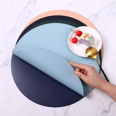 2 4 6 PCS Round PU Leather Placemats Waterproof Dining Table Mats Non-Slip Tableware Bowl Pads Drink Cup Coasters Kitchen Party