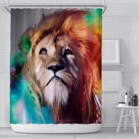 【Bathroom sale】ม่านอาบน้ำ LionPrinting ผ้าม่านห้องน้ำโพลีเอสเตอร์ BathroomCurtainsDucha