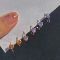 SissyJewelry // ต่างหูเงินแท้ รุ่น hoop stud ประดับ พลอยหัวใจ CZ 5mm (rosegold-plated) ต่างหูแฟชั่น ใส่ง่าย