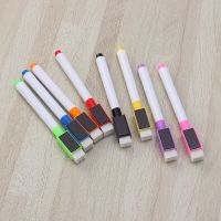 ปากกาไวท์บอร์ดแม่เหล็กสีสดใส8ชิ้นอุปกรณ์การเรียนสำหรับตู้เย็นสีดำภาพวาดของเด็กอุปกรณ์การเรียน Eraser ในตัว
