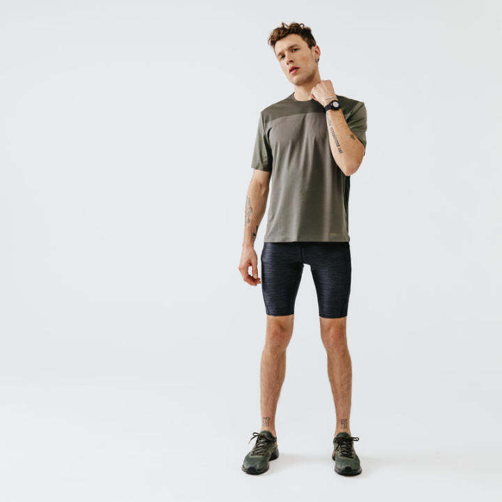 พร้อมส่ง-กางเกงขาสั้นรัดรูปผู้ชายสำหรับใส่วิ่ง-mens-breathable-running-cropped-trousers