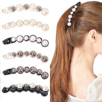 Fashion Rhinestones Pearl Hair Claw Vintage Classic Ponytail Holder Banana Hair Clips French Barrettes For Women And Girls