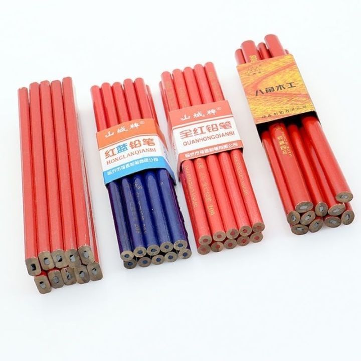 muji-shancheng-carpentry-pencil-octagonal-square-rod-red-blue-black-pencil-thick-core-flat-core-oval-construction-site-marking-pencil