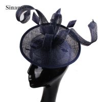 【】 glisutgechil1974 แชมเปญ Sinamay Fascinators หมวกแต่งงานเจ้าสาวจัดงานแต่งงานขนนก Headwear ผู้หญิงงานเลี้ยงที่สง่างามชาอุปกรณ์เสริมผม XMF96