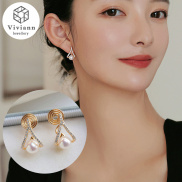 Viviann Original 14k gold plated Pearl Earrings Woman Crystal Earrings