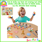 Set 6 mẫu tự làm tô tượng tại nhà nhiều chủ đề cho bé có kèm màu, cọ vẽ