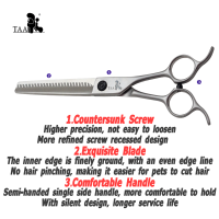 TAA Professional Grooming s Serrated s For Dog &amp; Cat Alloy Steel Shears s Shears Groomer Tools ปัตตาเลี่ยน