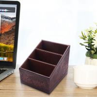 Retro PU Leather Cosmetic Storage Box Remote Control Phone Holder Table Organizer for Home Office Storage Case