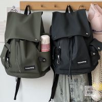 【BA】♠☊ Original design nubuck leather PU computer backpack mens and womens college junior high school school bag Mori canvas backpack