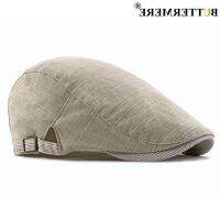 COD DSFDGESERRRRR Adjustable Men Summer Beret Hat Cotton Linen British Casual Newsboy Cap Breathable Ivy Flat Cap Black Navy Beige