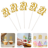 BLENASHOP 30ชิ้นปีใหม่C Upcake T Oppers 2024ตกแต่งเค้กกระดาษทำเค้กคัดสรรDecors