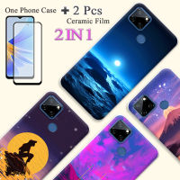 แบบ2 IN 1สำหรับ C12 Realme C25กรณี C25S TPU นุ่มและหลากสีทาสีเคสโทรศัพท์ด้วยฟิล์มกันรอยกันกระแทกโค้ง