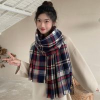 [Free ship] new version of the color-blocking plaid scarf womens winter all-match long section students autumn and thickened warm neck men