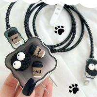 Korea lucu 3D gelombang kopi Border Paw kabel USB penutup pelindung untuk iPhone 18 w-20 W Data Line gigitan kabel kepala casing pengisian cepat