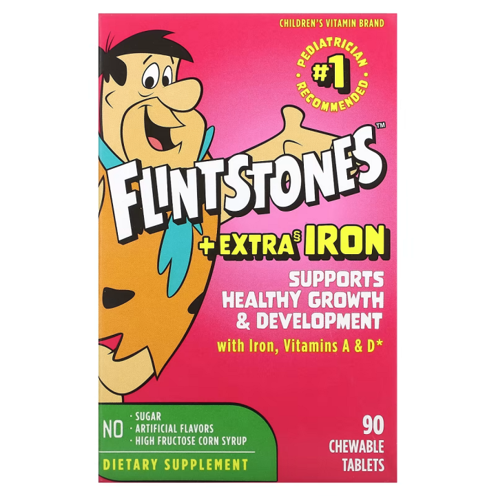 Flintstones, Children's Multivitamin, Plus Extra Iron, 90 Chewable ...