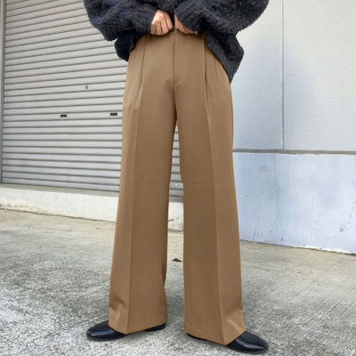 INCERUN กางเกงขายาวผู้ชายสไตล์วินเทจ Palazzo กางเกงขายาวหลวมกางเกงเดรสทรงลูกโป่งฮิปปี้ (สไตล์เกาหลี)