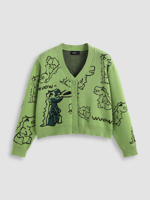 Cider Dinosaur Pattern Cardigan Curve & Plus Lazada.co.th
