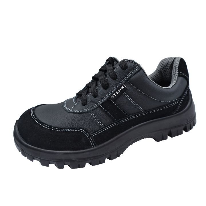 safety-shoe-with-design-sterk-s-0117sp-สีดำ-รองเท้าหัวเหล็ก-รองเท้านิรภัย-รองเท้าเซฟตี้-กันแรงกระแทก-แข็งแรง-ทนทาน-มีมาตรฐาน