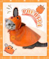 Pochita Pets Cosplay Costume Anime Chainsaw Man For Cat Dog Pet Cloak Uniform Power Denji Cute Pets Orange Outfits Clothes