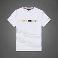 Tommy Hilfiger ข้อเสนอพิเศษใหม่เกรดสูงสีขาวอเมริกันผู้ชายเสื้อยืดแขนเสื้อแขนสั้นคอกลมเสื้อสตรีผ้าฝ้ายตัวตลกวันพักผ่อน