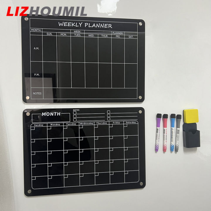 lizhoumil-อะคริลิคแม่เหล็กรายสัปดาห์รายเดือนปฏิทินสำหรับตู้เย็นกระดานลบแห้งวางแผนปฏิทินไวท์บอร์ดสำหรับโรงเรียนสำนักงานบ้าน