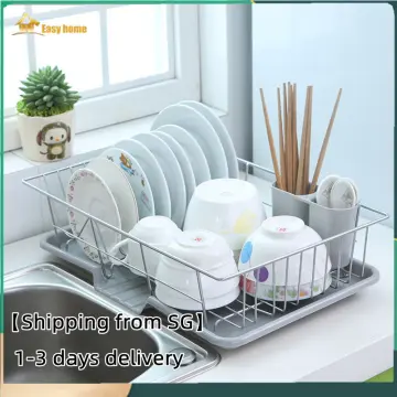 Whitgo whitgo dish drying rack with drain board, stainless steel dish  drainer drying rack with utensil holder for kitchen counter, dis