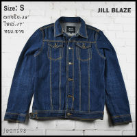 JILL BLAZE อกจริง 38 ไซส์ S เสื้อแจ็คเก็ตยีนส์ แขนยาว ผู้ชาย สีเข้ม ตะเข็บสวย ใส่คลุมเท่ห์ๆสวยๆ