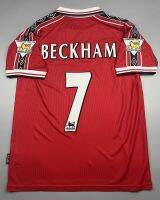 เสื้อฟุตบอล ย้อนยุค แมนยู 1998 Home เหย้า คอซิป Retro พร้อมเบอร์ชื่อ 7 BECKHAM อาร์มพรีเมียร์ลีค เรโทร คลาสสิค 1998-99