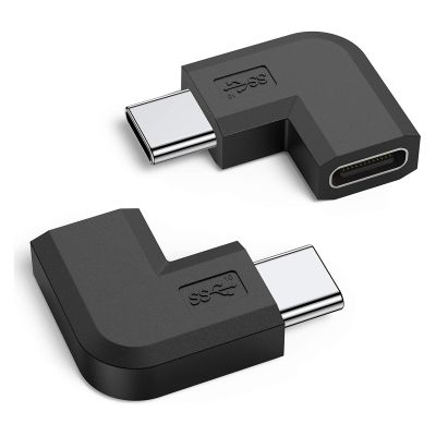 2PCS Right Angle USB C Adapter ,USB Type C Male To Female Extension Connector for PC,Laptop,Tablet,Oculus Quest Link