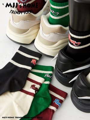 Summer wind stripe Japanese college 2 poles socks female socks thin cotton sports socks male popular logo sox baseball