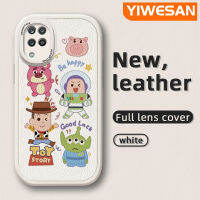 YIWESAN เคส F12ปลอกสำหรับ Samsung A12 5G A12 4G,M12ลายการ์ตูนตุ๊กตานักบินอวกาศรูปแบบดีไซน์ใหม่ใหม่โทรศัพท์ดีไซน์ด้านข้างดีไซน์ใหม่หนัง Lensa Kontak ฝาครอบกล้องบางเคสป้องกันเคสกันกระแทก