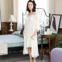 Bamboo fiber autumn short-sleeved nightdress with pajamas two-piece explosion-proof home service