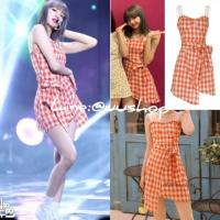 เดรสงานนำเข้า Lisa Scott Dress มินิเดรสลายสก็อตลิซ่า Blackpink เดรสลิซ่า