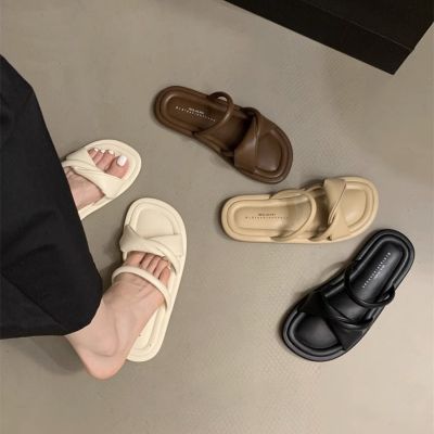 Flat Slippers Womens Summer Outdoor Wear 2023 New Korean Style French Evening Style Temperament Fairy Casual Beach Sandals