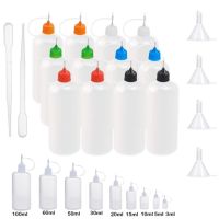 【CC】 5-17Pcs/set 3ml-120mL Needle Glue Applicator Bottle and mini funnels for Paper Quilling Scrapbooking